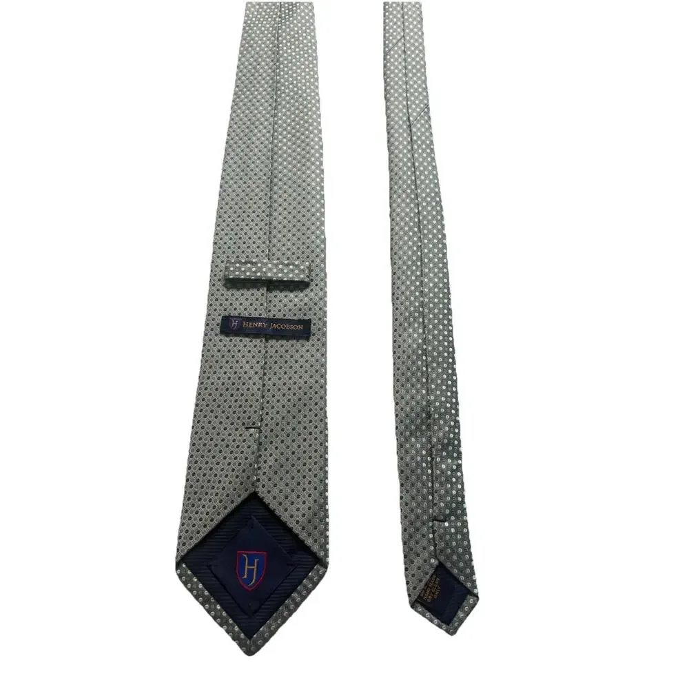 Henry Jacobson - Vintage 100% Silk‎ Necktie Lux Designer Dots/Green W3 L53 (211)